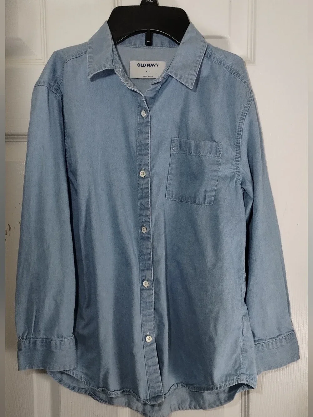 Girl's Old Navy Light Blue Denim Chambray Button Front Shirt